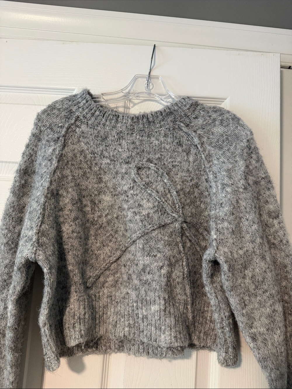 American Eagle Outfitters Heather Gray Textured Crewneck Sweater